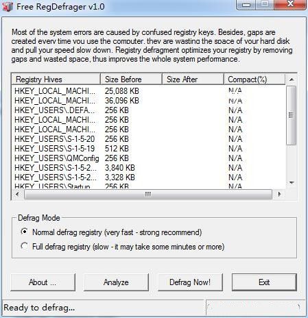 Free RegDefrager(注册表碎片清理软件)