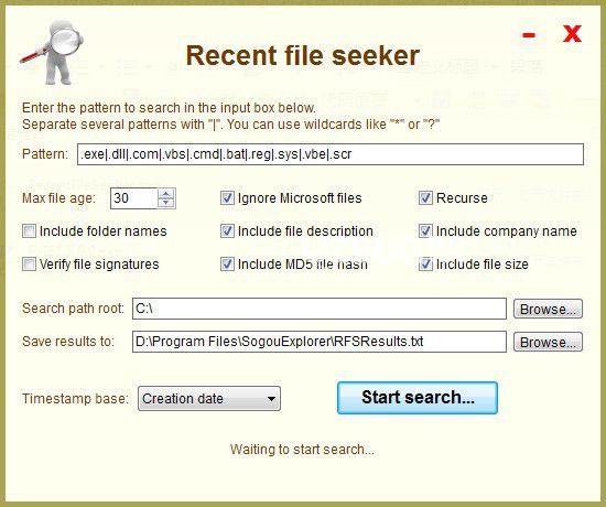 Recent file seeker(文件搜索工具)