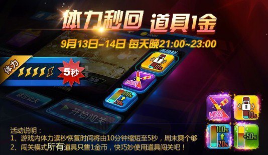 节奏大师体力秒回道具1金活动 体力有什么用？