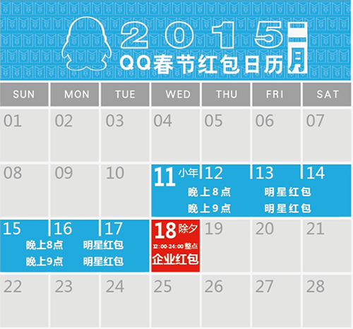 腾讯QQ宣布2015春节将派发30亿红包  抢购流程和时间安排一览表