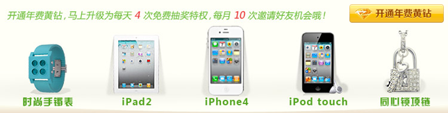 QQ空间黄钻3月回馈活动 抽奖赢ipad2、iPhone4