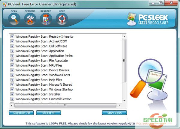 PCSleek Free Error Cleaner