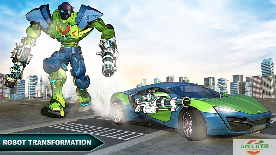 怪物机器人改装车(Incredible Monster Robot Transform Car)是一款非常炫酷刺激的格斗竞技类手游，怪物机器人改装车游戏中你将操控着不同技能的机器人在城市中完成一系列对决，各式各样的邪恶势力都需要大家前来通通消灭。